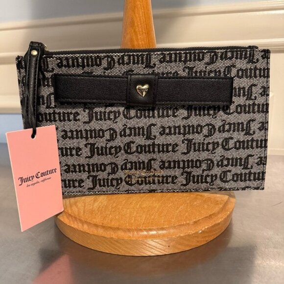 Juicy Couture Goth Stat Blk Peek a Bow wristlet - Picture 1 of 9